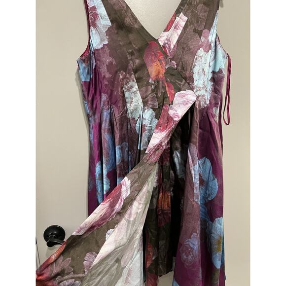 Monsoon Floral Silk Summer Wedding Occasion Dress London V neck Size 16 - Picture 4 of 8